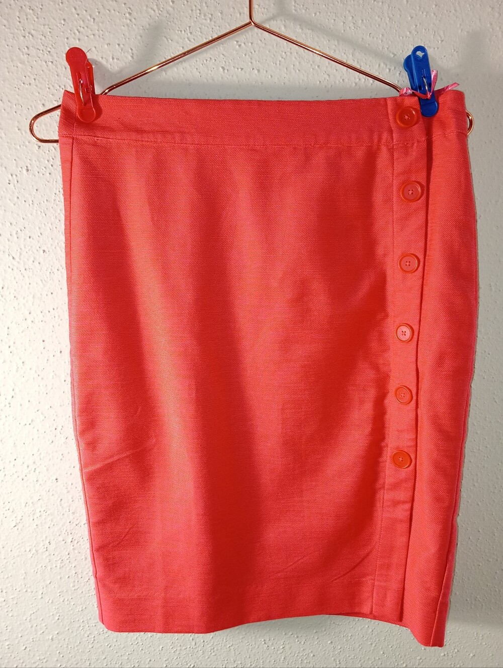 LOFT Melon Pencil Skirt with Side Buttons sz 2 NWT